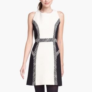 Milly Sheath Dress Size 8 Italian Wool Crepe Inset Tweed Classic Preppy Chic New
